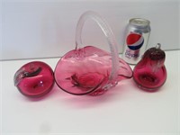 3 pc pink glassware