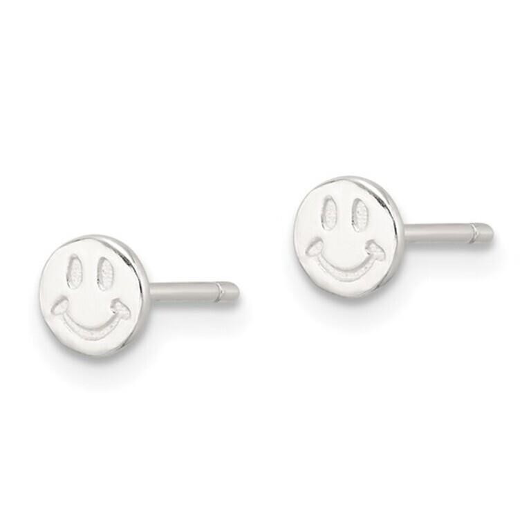 Sterling Silver Smiley Face Post Earrings