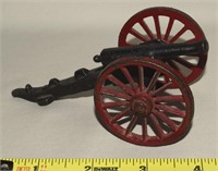 Vtg Red Spoke Cast Iron Field Cannon Toy 4.5"L