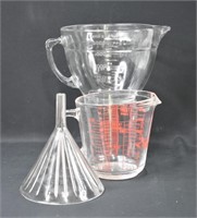 Vintage Glass Measuring Cups & Glass Funnel