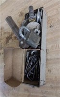 Metal box of Allen wrenches, pulley,  etc.