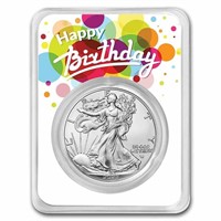 2023 1 Oz Silver Eagle White Happy Birthday Card