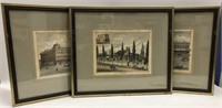 Lot of 3 Lithographs of Los Angeles Buildings