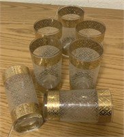 Lot of 7 Culver Scintilla High Ball Tumblers Gold