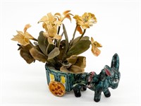 Ceramic Planter w Florals - Multi-Color Donkey / B