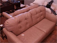 Leather sofa and matching loveseat, both with