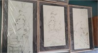 4 Vintage Charactures drawn on napkins, Artist