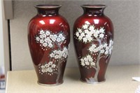 Pair of Signed Japanese Yamamoto Cloisonne Vases