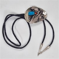 SILVER EAGLE & STONE BOLO TIE