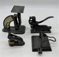 hole punch, stapler, postal scale and seal punch