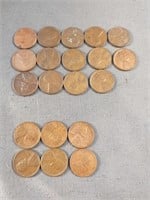 1955 (6) and 1955 D (14) wheat pennies