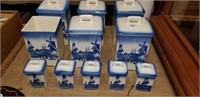 SET OF BLUE AND WHITE CANISTERS