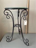 Glass and Marble Top Metal Table