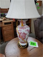 RED FLORAL DESIGNED TABLE LAMP
