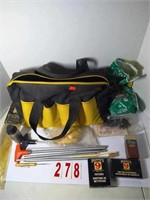 Gun cleaning supplies and bag