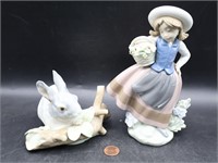 Pr. Lladro "Sweet Scent" & "Rabbit Eating" Figures