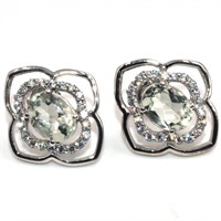 Silver Green Amethyst Cz(4.05ct) Earrings