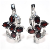 Silver Garnet Cz(3.75ct) Earrings