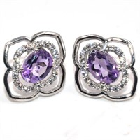 Silver Amethyst Cz(4.15ct) Earrings