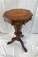 Antique 1840s inlaid  wood sewing trumpet table
