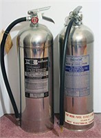 Two Stainless Steel Fire Extinguishers