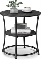 VASAGLE Side Table, Round End Table with 2 Shelves