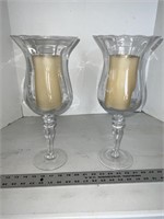 Pair of big glass candleholders