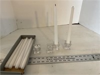 small glass candleholders and candles