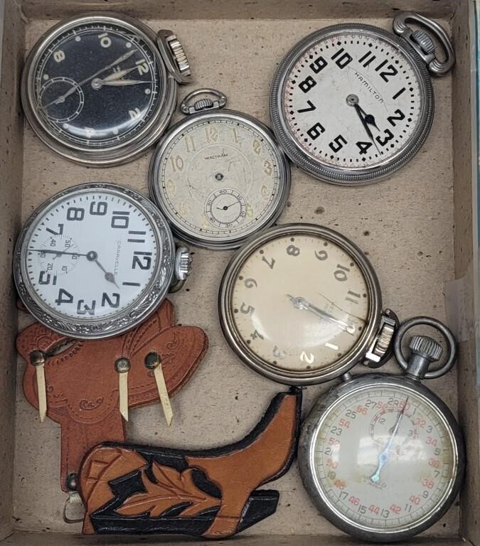 (5) Pocket Watches for Parts / Repair, Stopwatch