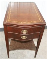 Leather Top 2-Drawer End Table 25"H