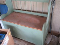 Wooden bench with storage