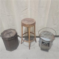 Rustic bins & stool