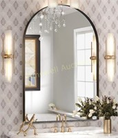 Black Arched Mirror  Metal Frame  30x40 Inch