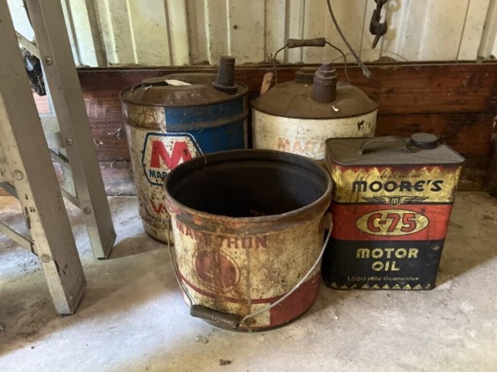 2-Gas Cans, 2-Oil Containers