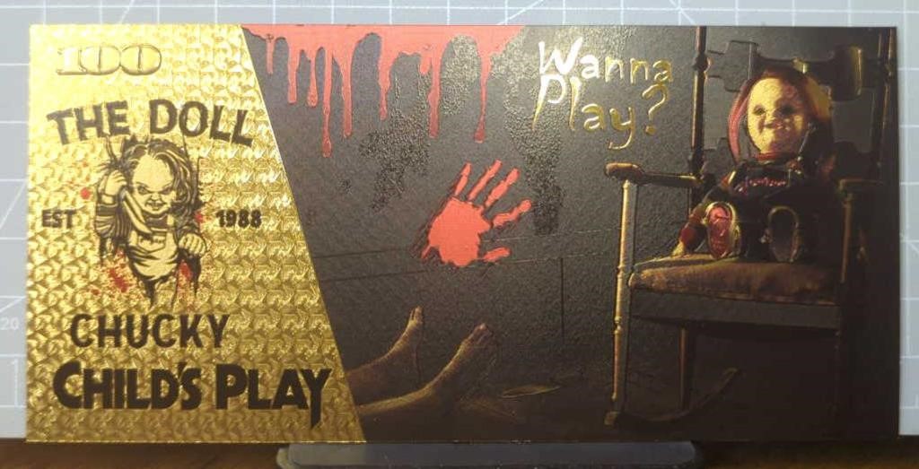 24k gold-plated Chucky child's Play banknote