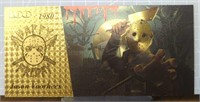 24k gold-plated banknote Friday the 13th. Jason