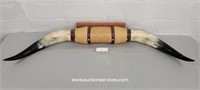 Leather Wrapped & Mounted 40" Set Bull Horns