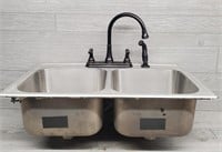 Stainless Steel Dual Sink w/ Faucet