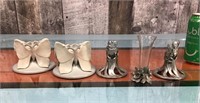 Pewter & ceramic candle holders