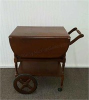 Vintage Maple Tea Cart with Serving Tray