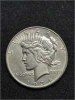 1934 Peace Silver Dollar marked Brilliant