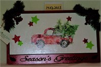 red truck with white background xmas decoration
