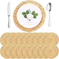 Gandeer 18 Pack Rattan Wicker Placemats Bulk