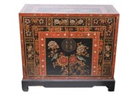 Chinoiserie Red, Black, & Gilt-Lacquered Cabinet