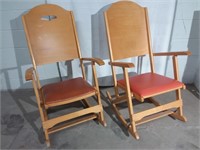 Paire chaises berçantes sièges rembourrés, Clément
