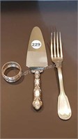 STERLING DINNER FORK + STERLING NAPKIN RING +