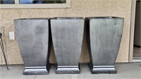 Set of 3 Lightweight Outdoor Planters, Slate Gray