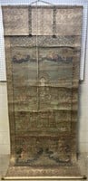 Antique Asian Scroll Hand Painted