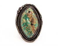 Navajo Sterling Green Turquoise Ring Sz. 9.75