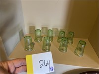 8 green depression cups